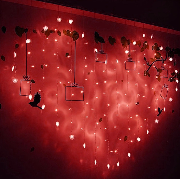 Занавеска LED лампочек Сердце